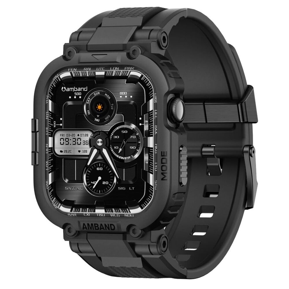 Black Watch Band Compatible w Apple Watch Series 11/10 46mm for Men M1 Rugged